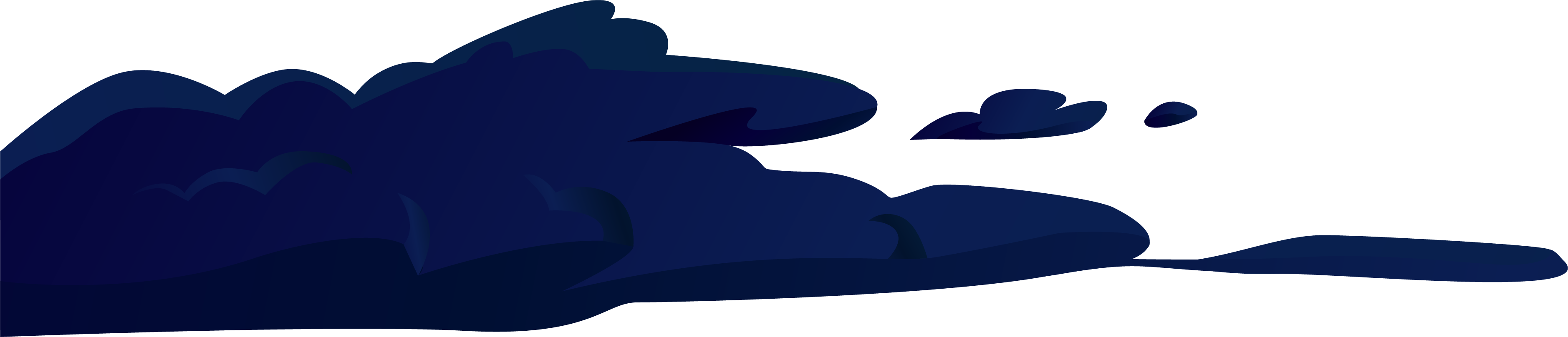 Illustration of dark blue clouds with smooth, flowing shapes on a transparent background.