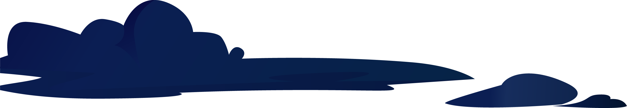 Illustration of dark blue stylized cloud shapes with gradient shading on a transparent background.