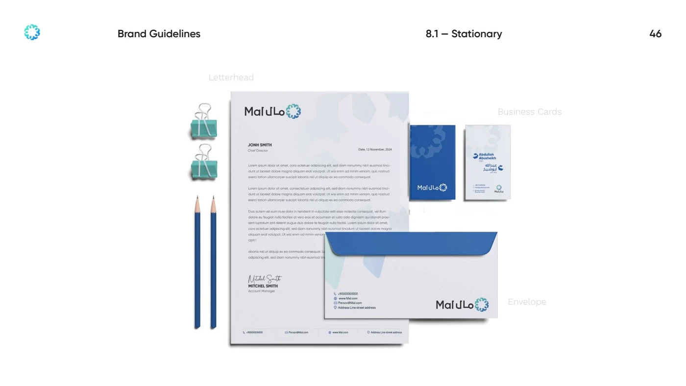 Mal stationery design mockups