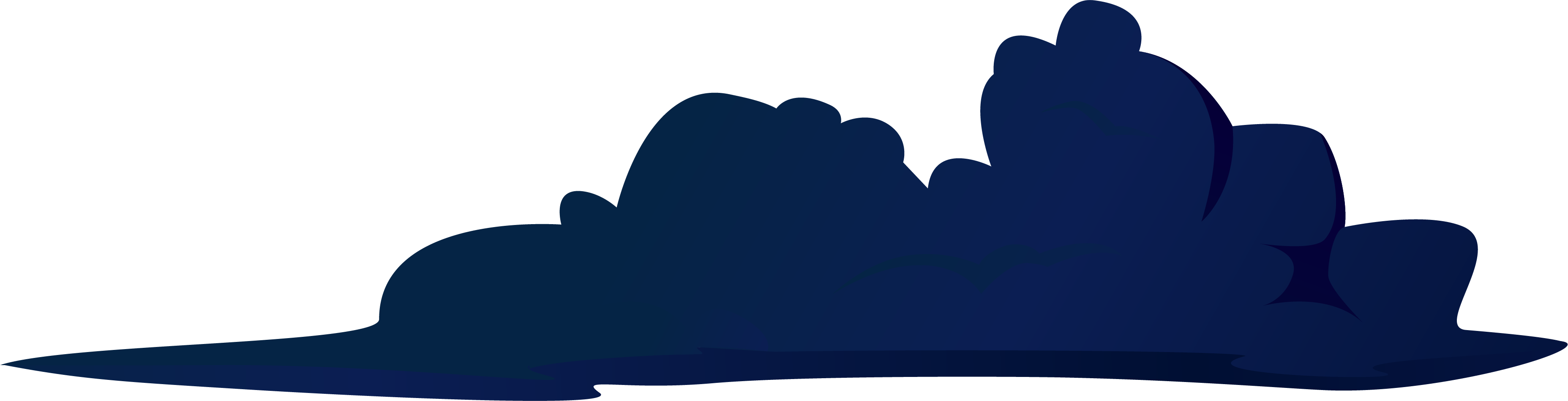 Dark blue cloud with a flat bottom and rounded top edges on a transparent background.