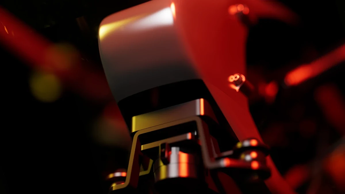 Close view of the ZainTech drone body and sensor housing