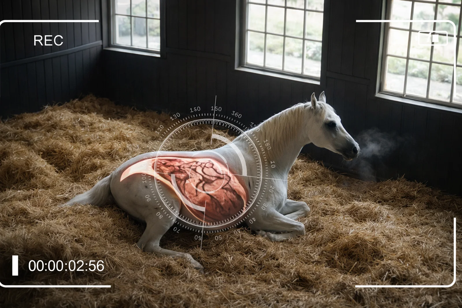 Horse health scan visualization inside a stable