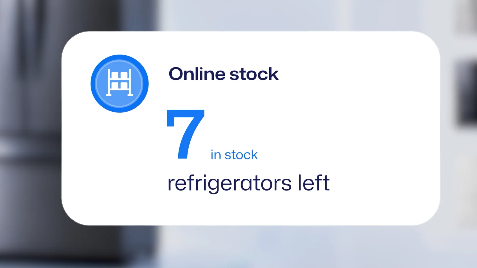 Online stock card showing the remaining refrigerator count drop after the sale